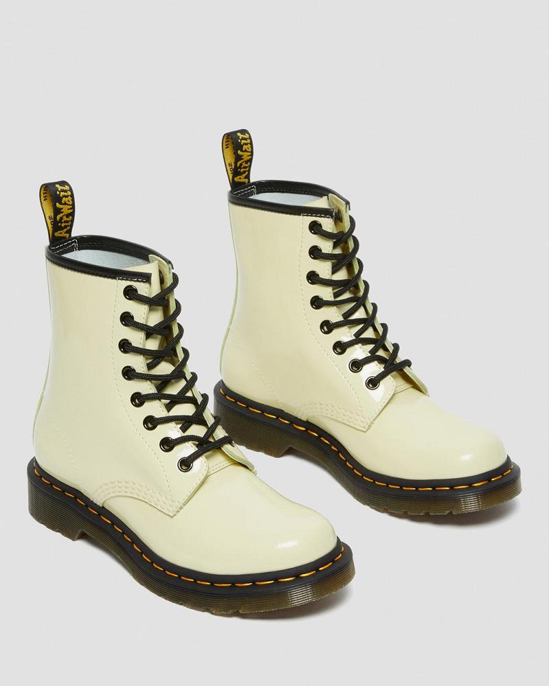 Dr Martens 1460 Patent Lær Snørestøvletter Dame Pisket Krem | Norge 584QMA